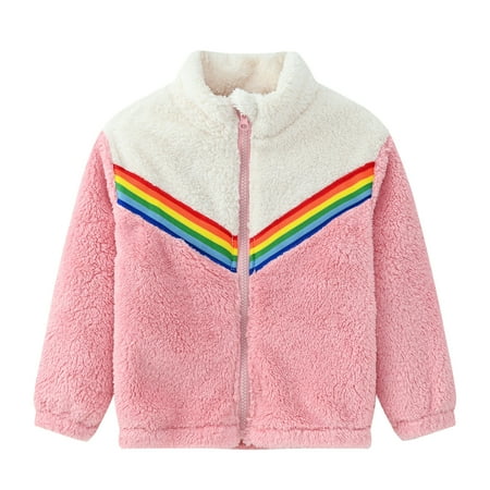 

RPVATI Toddler Baby Child Children Kids Thicken Fleece Jacket Zip Up Long Sleeve Outerwear Warm High Neck Color Block Clothes 2Y-7Y