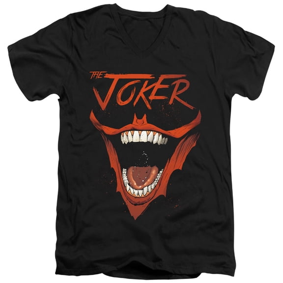 Batman Joker Bat Laugh S/S Adult V-Neck T-Shirt 30/1 T-Shirt Black