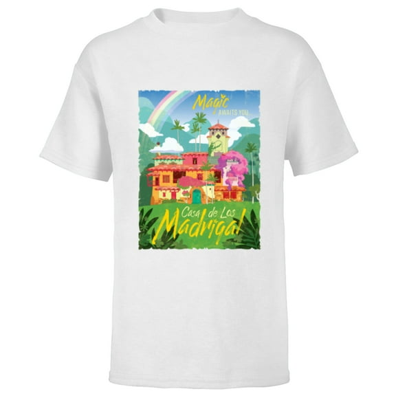 Disney Encanto Magic Awaits You Casa de Los Madrigal - Short Sleeve T-Shirt for Kids - Customized-White