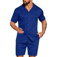 thumbnail image 1 of NTACZA 2 Piece Men Shorts Set Short Sleeve Button Down Tracksuits Casual Mens Solid Sweatsuits L, 1 of 5