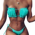 thumbnail image 4 of ITFABS Women's Solid Color Swimming Set, Bandage Bikini Top + Lace Up Briefs, 4 of 7