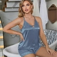 thumbnail image 5 of FJUCHAI Silk Satin Pajama Set 2Pcs Camisoles Lounge Sets for Women Solid Spaghetti Strap Tops and Shorts Pj Set Loungewear Set Homewear Set Size S-XL, 5 of 7