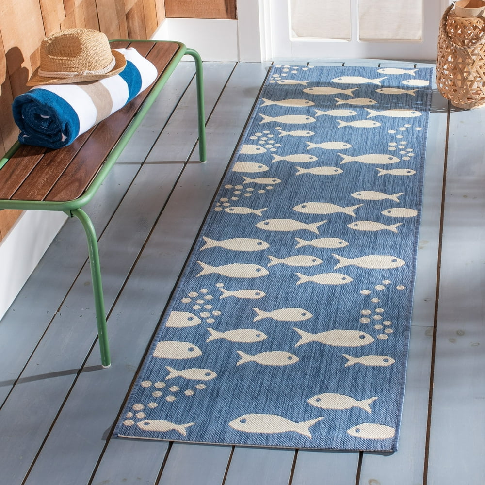 Safavieh Courtyard Illa Indoor/ Outdoor Patio Backyard Rug Blue/Beige 2 ...