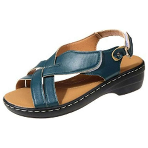 Amzcrzy Zapatos de mujer,Zapatos de mujer,Zapatillas de mujer, Sandalias ortopédicas para mujer, zapatos con plataforma, tacones planos ahuecados, zapatos casuales de punta abierta Sandalias Mujer Za