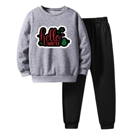 

Icvfdpl Boys Clothes Sets Long Sleeve Round Neckline Winter Christmas Letter Prints Pullover Tops Pants 2 Piece Set Outfits Sun Swing Party