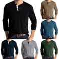 thumbnail image 6 of Men Casual Long Sleeve T-shirt Henley Grandad V Neck Button Muscle Tee Shirt Top, 6 of 10