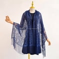 thumbnail image 5 of Garbnen Women's Lace Cover Up with Tassel Lightweight Sheer Sun Protection Beach Wrap Shawl Blue, 5 of 5