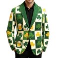 thumbnail image 2 of IWRICH Men's St. Patrick’s Day Corduroy Printed Jacket Shamrock Holiday Party Coat Casual Plus Size Blazer 04-Green XL, 2 of 4