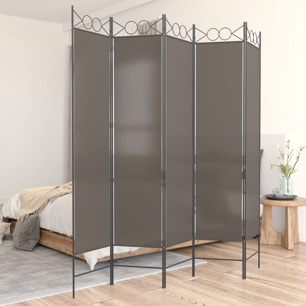 vidaXL Paravent 5 Panneaux Anthracite 200x220 cm Tissu