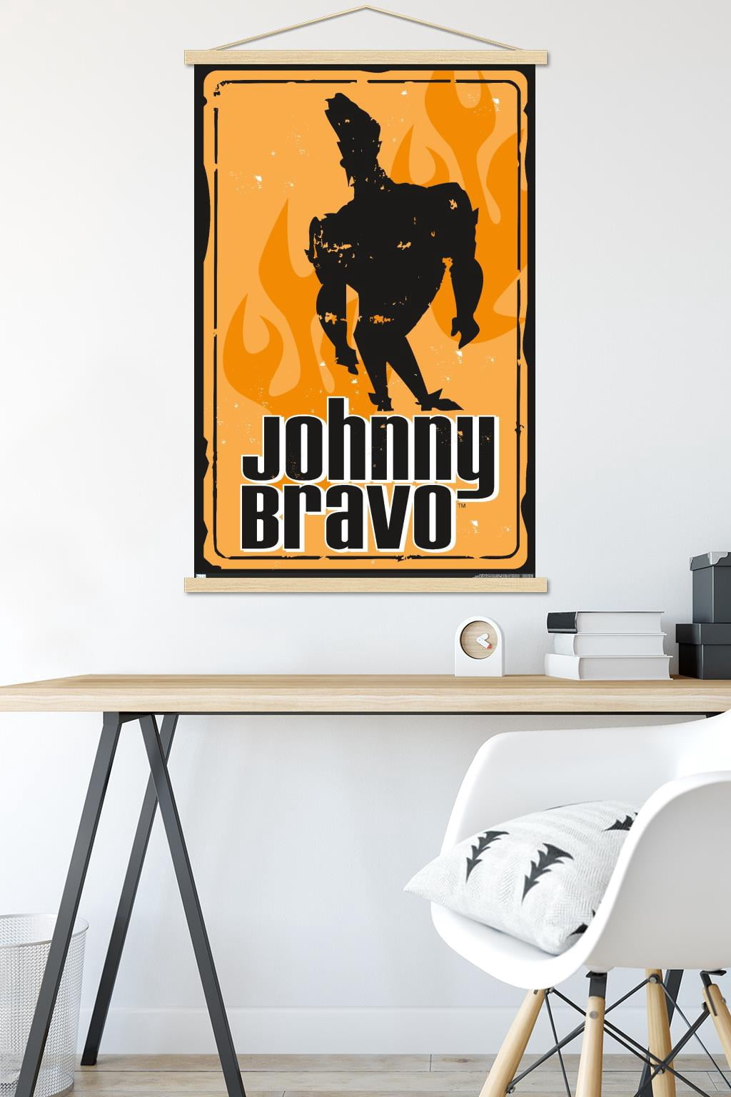 Johnny Bravo - Sign Wall Poster with Wooden Magnetic Frame, 22.375" x 34"