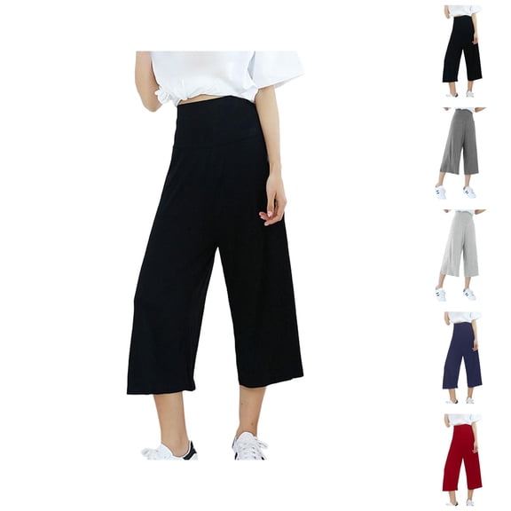 Capri Pants for Women 2025 High Waisted Wide Straight Leg Lightweight Drape Loose Casual Capris Womens Cropped Pants