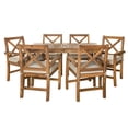 thumbnail image 1 of Pemberly Row Acacia Wood Patio 7-Piece Dining Set in Brown, 1 of 8