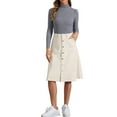 thumbnail image 2 of INSPIRE CHIC Women's Denim Skirt Raw Hem Button Down A-Line Midi Jeans Skirts S Beige, 2 of 6