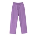 thumbnail image 3 of QATAINLAV Plus Size Linen Pants for Women Solid Baggy Lounge Palazzo Pant Lightweight Comfy Drawstring Straight Leg Beach Pants Vacation Lounge Wear Purple XXL mother's day gifts, 3 of 4