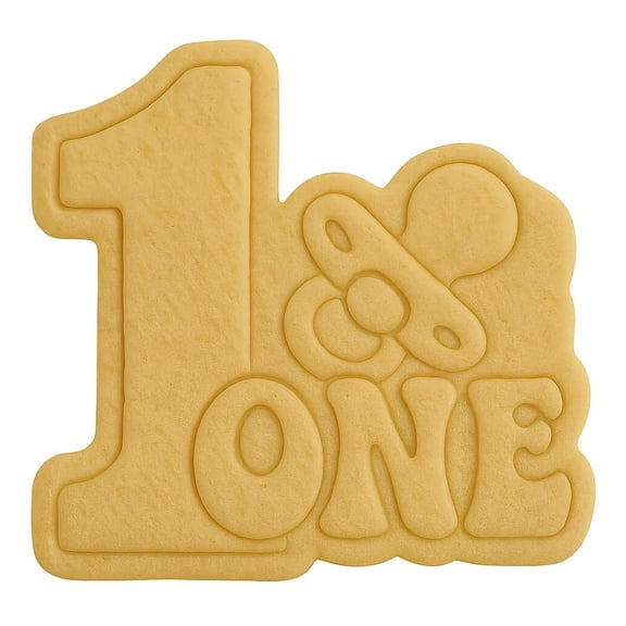 First Birthday Pacifier Cookie Cutter & Stamp 4x3" for Baking & Fondant Clay