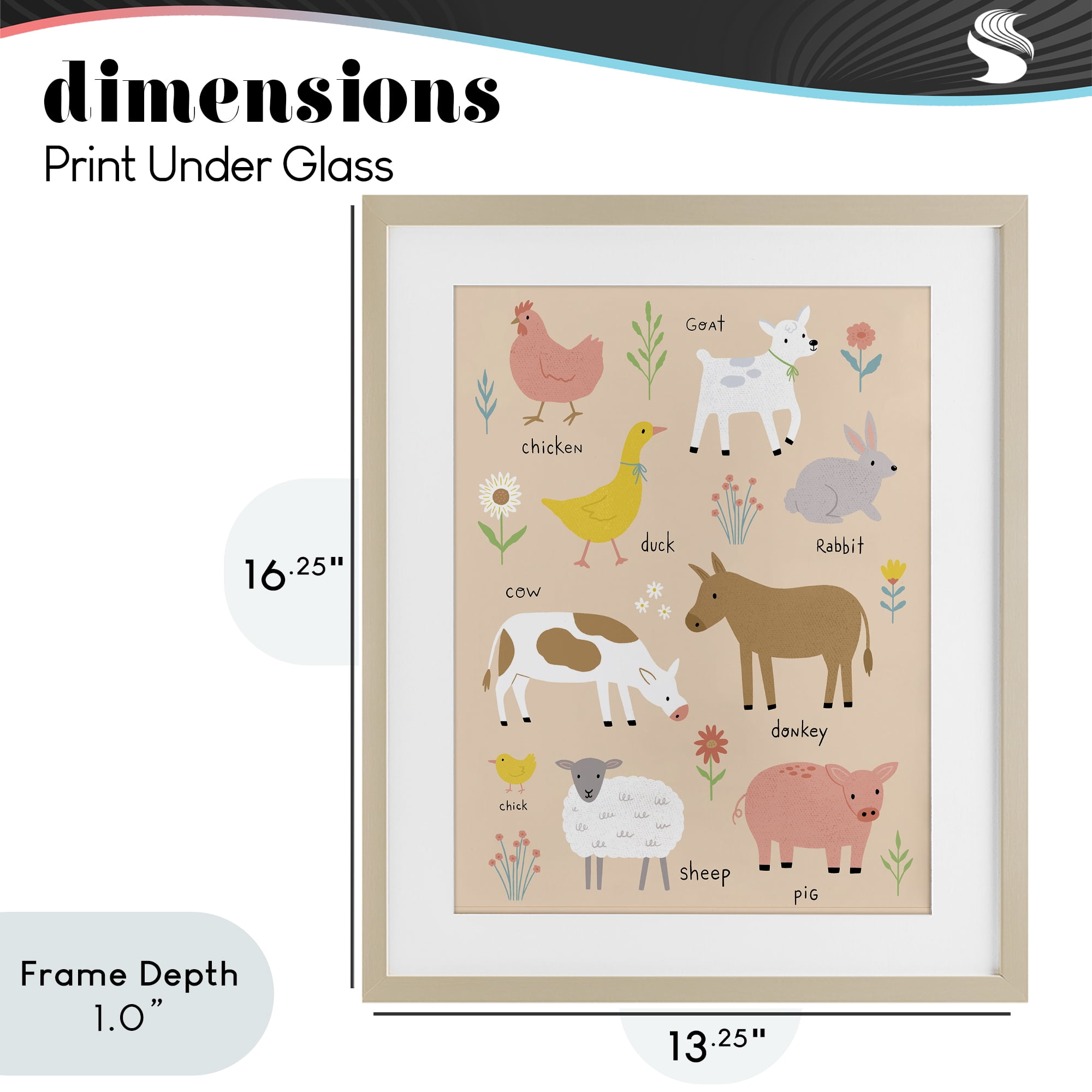 Stupell Industries Baby Farm Friends Birch Framed Print Under Glass, design by Nina Seven