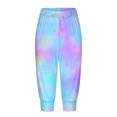 thumbnail image 5 of Summer Plus Size Tie Dye Printed Capri Pants for Women, Women's Linen Elastic Waist Cropped Pants High Waisted Drawstring Pocket Ankle Capris Trousers, 5 of 5