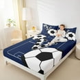 thumbnail image 4 of Feelyou Est Football Sleep Bed Sheets, Monogrammed V Blue King Sheets, 4pcs, 4 of 7