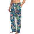 thumbnail image 2 of Uemuo Colorful Flowers Pattern Men's Wide Leg Palazzo Lounge Pants with Pockets Light Weight Loose Comfy Casual Pajama Pants-X-Large, 2 of 9