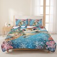 thumbnail image 3 of Quilts Twin Size Bedding Set, Christmas Sea Turtle Lightweight Quilted Comforter, Winter Snowflakes Coastal Nautical Blue Reversible Bedspread Coverlet with Pillow Covers for All Season, 68" x 86", 3 of 9