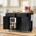 thumbnail image 5 of MAYEERTY 53.5" Rolling Farmhouse Kitchen Storage Island with Power Outlet for Home, Black, 5 of 6