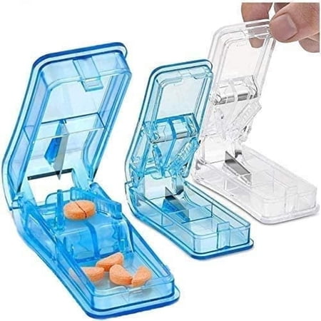 MEDca Pill Cutter - (Pack of 3) - V- Grip Pill Crusher and Cutter for Vitamins - Plastic