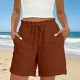 thumbnail image 4 of Women 5'' Quick Dry Running Athletic Shorts High Waisted Workout Gym Split Drawstring Short with 2 Pocket, 4 of 8