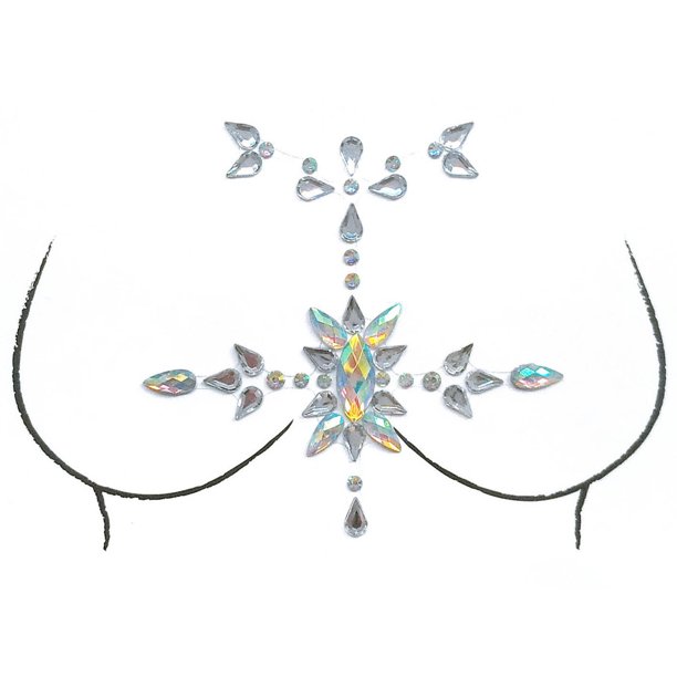 Xihbxyly Liquidación de verano Exquisita pegatina de diamantes acrílicos para el pecho, diseño de decoración para el pecho para fiesta de carnaval