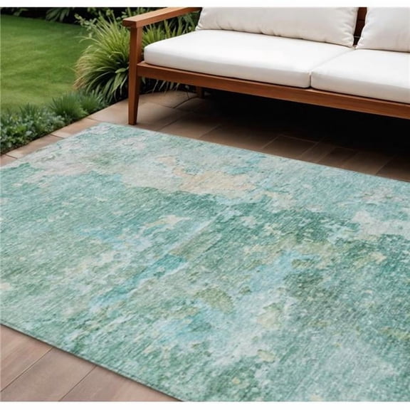 HomeRoots 607785 8 x 10 ft. Emerald Abstract Washable Indoor & Outdoor Rectangle Area Rug