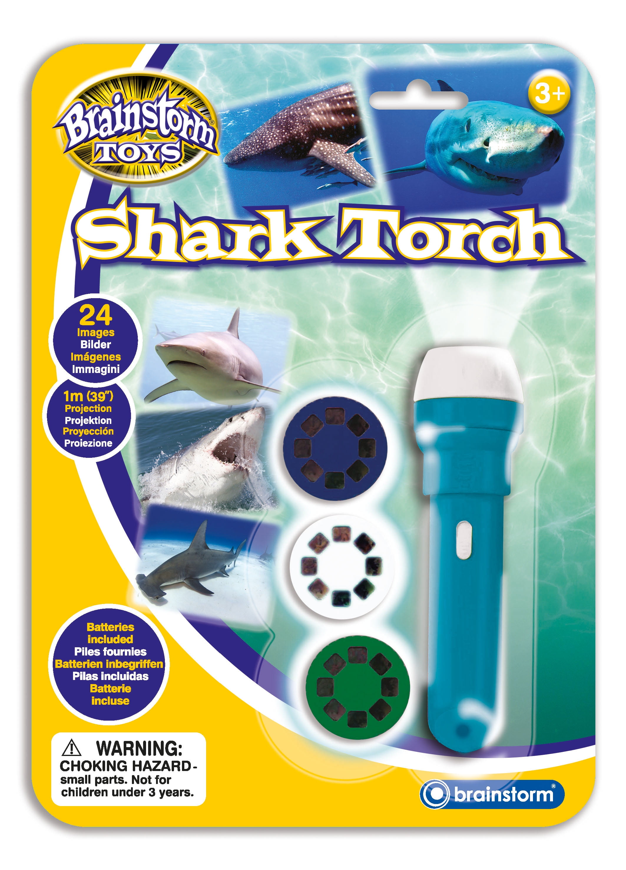 Brainstorm Toy Shark Flashlight and Projector w/ 24 Shark Images - STEM Toy