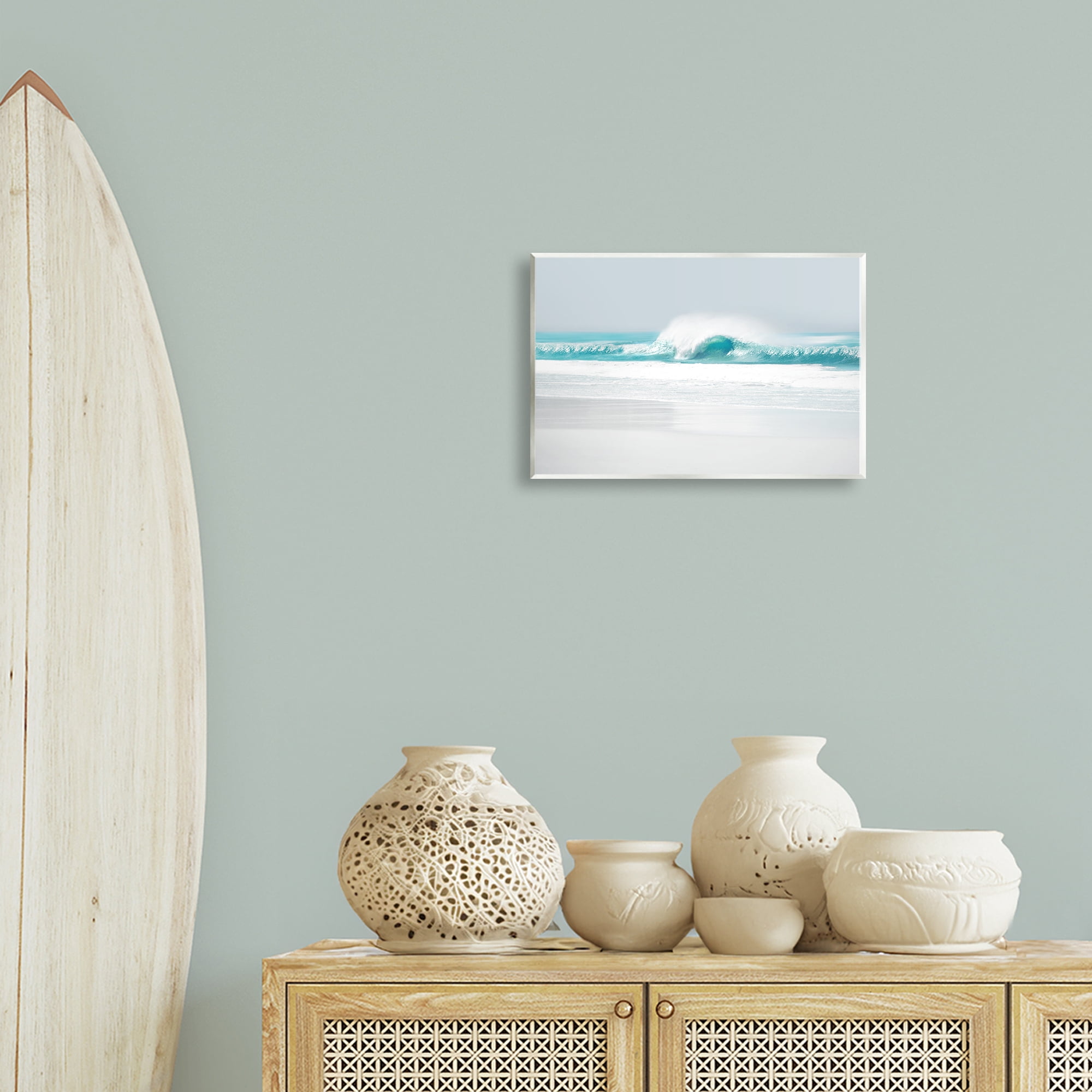 Stupell Industries Rolling Aqua Waves Landscape & Nature Photography Unframed Art Print Wall Art, 15 x 10