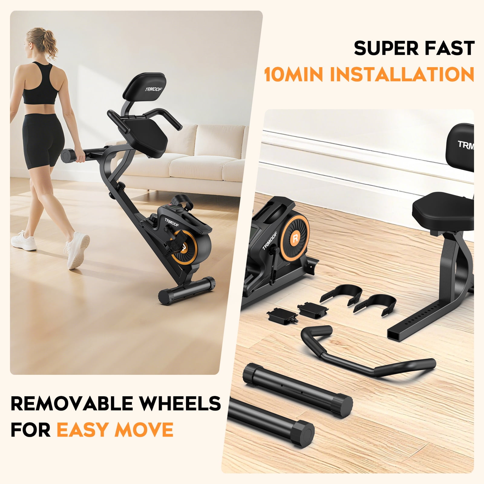 TRMDDF Workout Home Cycling Magnetic Recumbent Exercise Bike Fitness Cardio Indoor Cycling Bike 220lbs