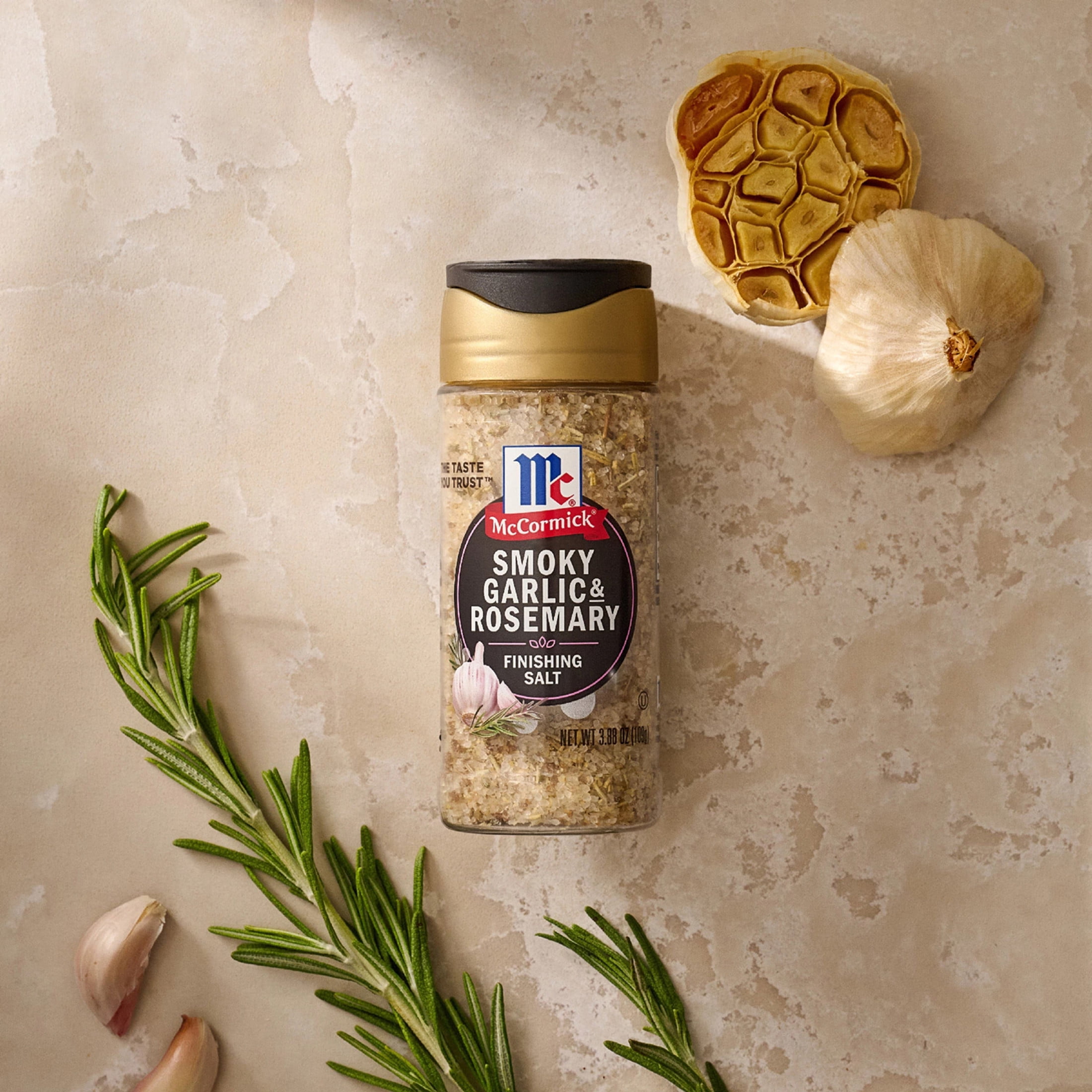 (3 pack) McCormick Kosher Smoky Garlic and Rosemary Finishing Salt, 3.88 oz Bottle