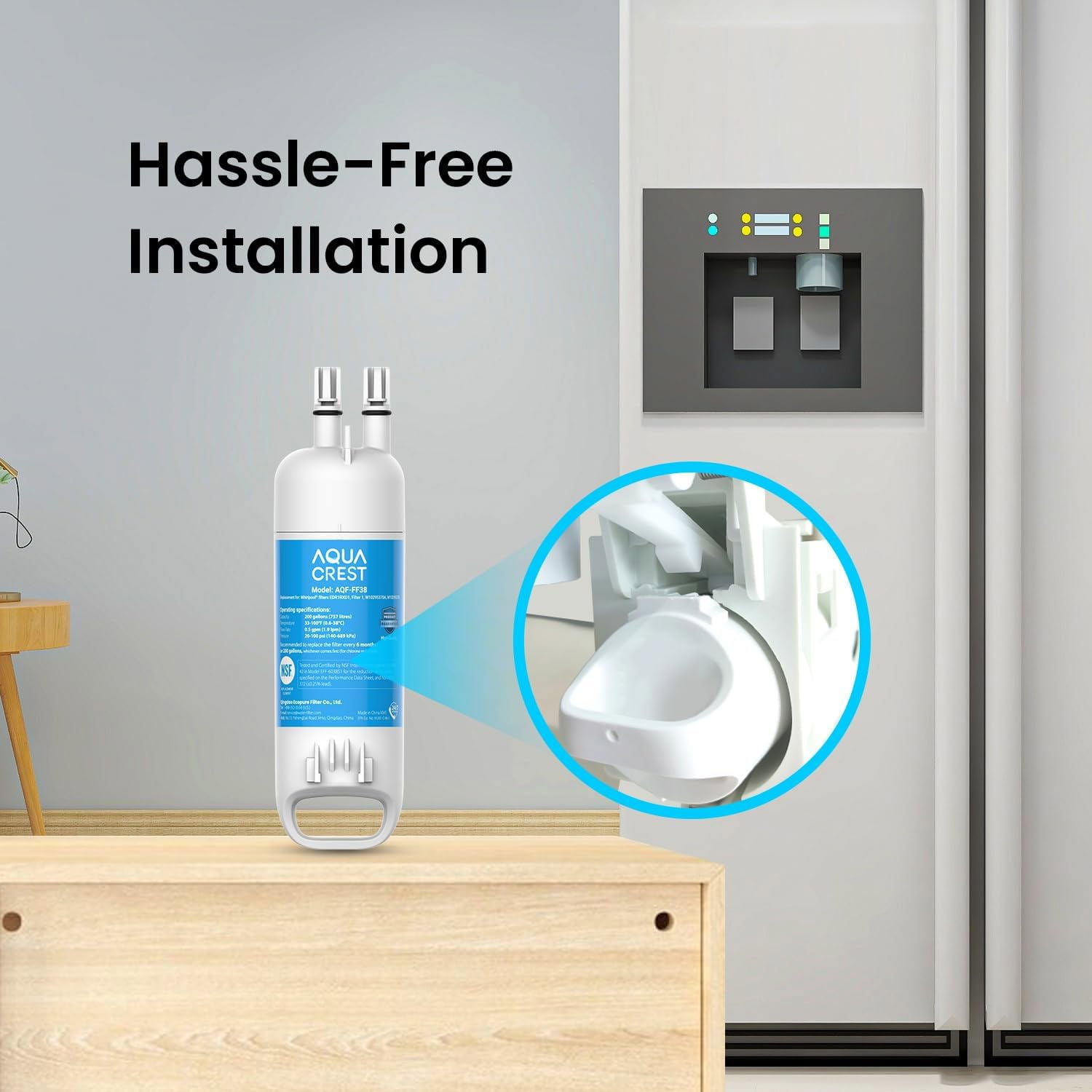 AQUA CREST Refrigerator Water Filter, 3 Filters