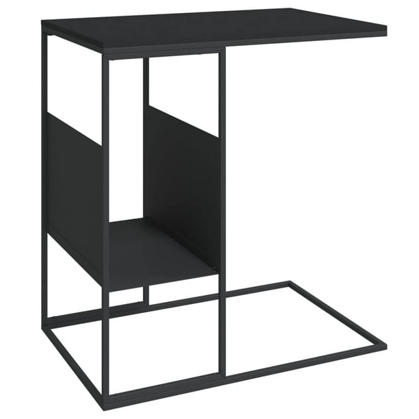 Mesa auxiliar VidaXL Elegante madera de ingeniería con diseño en C, color negro