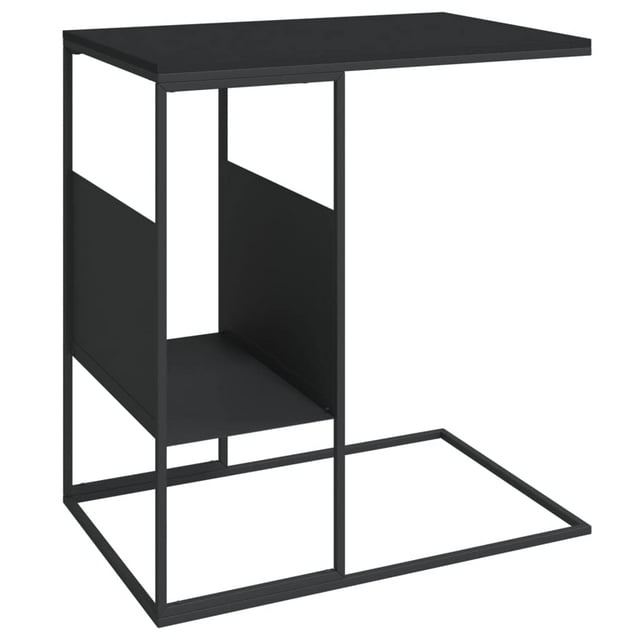 Mesa auxiliar VidaXL Elegante madera de ingeniería con diseño en C, color negro