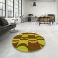 thumbnail image 4 of Ahgly Company Machine Washable Indoor Round Transitional Red Brown Area Rugs, 3' Round, 4 of 7