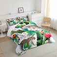 thumbnail image 3 of Manfei Flamingo Leopard Parrot 3-Piece Full Size Comforter Sets,Flower Leaves Bedding Comforter Set,Floral Animal Lightweight Bedding Sets,Luxury Teenager Bedroom Decor,Reversible, 3 of 8