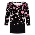thumbnail image 4 of Staron Vente de Liquidation Chandails de la Saint-Valentin pour Femmes T-Shirt à Manches 3/4 Col Rond Coupe Ample Chandails Cœur d'Amour T-Shirt Graphique T-Shirts Basiques Hauts Chemisiers, 4 of 5