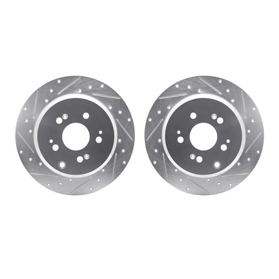Dynamic Friction Company Rear Brake Rotors-Drilled and Slotted-Silver 7002-59052