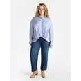 thumbnail image 2 of Terra & Sky Women's Plus Twist Front Blouse with Long Sleeves, Sizes 0X-5X, 2 of 5