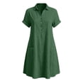 thumbnail image 6 of ClodeEU Women's Collar V Neck Short Sleeve A Line Midi Shirt Dress with Pockets,Casual Loose Dress Green,Women's Plus XL, 6 of 6