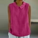 thumbnail image 2 of Vestidos Casuales Para Mujer, Blusas De Mujer De Moda Camisa bonita de lino con cuello de muñeca, suelta, sin mangas, de color liso y verano para mujer, 2 of 5