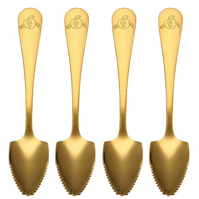 Coofit 4PCS Fruit Spoon Sawteeth Stainless Steel Spoon Flatware Spoon for Grapefruit