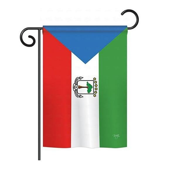 Breeze Decor BD-CY-GS-108305-IP-BO-D-US15-BD 13 x 18.5 in. Equatorial Guinea Flags of the World Nationality Impressions Decorative Vertical Double Sided Garden Flag Set with Banner Pole