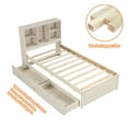 thumbnail image 6 of Bellemave Twin Size Platform Bed with Drawers And Bookcases Headboard Twin Storage Bed with Adjustable Shelves and USB Charging Port Wooden Bed Frame for Teens, White Washed, 6 of 10