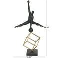 thumbnail image 3 of 11" x 19" Black Marble Gymnast Sculpture with Gold Cube Base, by DecMode, 3 of 8