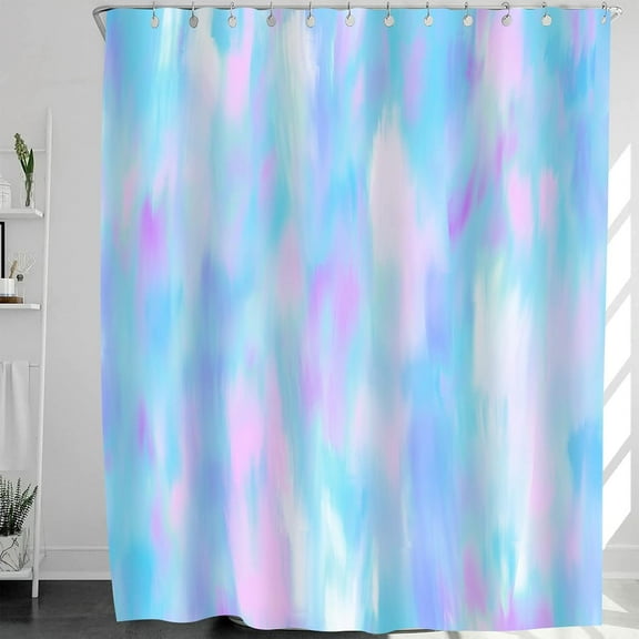 Light Blue Purple Pink Tie Dye Shower Curtain Rainbow Colorful Baby Bright Classic Bathroom Decor Polyester Fabric Shower Curtain Sets with Hooks 36x72 Inch