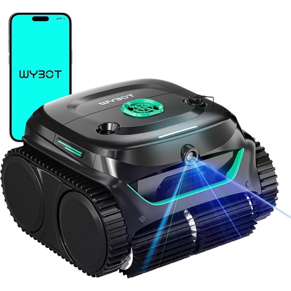 Restored WYBOT C2 Vision AI Camera Cordless Pool Cleaner Robot for Inground Pools, 8 Mode Robotic Pool Cleaner, Ultra-Fine Filtration, Powerful Suction, Wall Climbing, Waterline Cleaning (Refurbished)