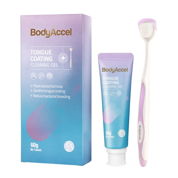 BodyAccel Tongue Cleaner Gel with Tongue Brush – Fresh Breath Oral Care Kit